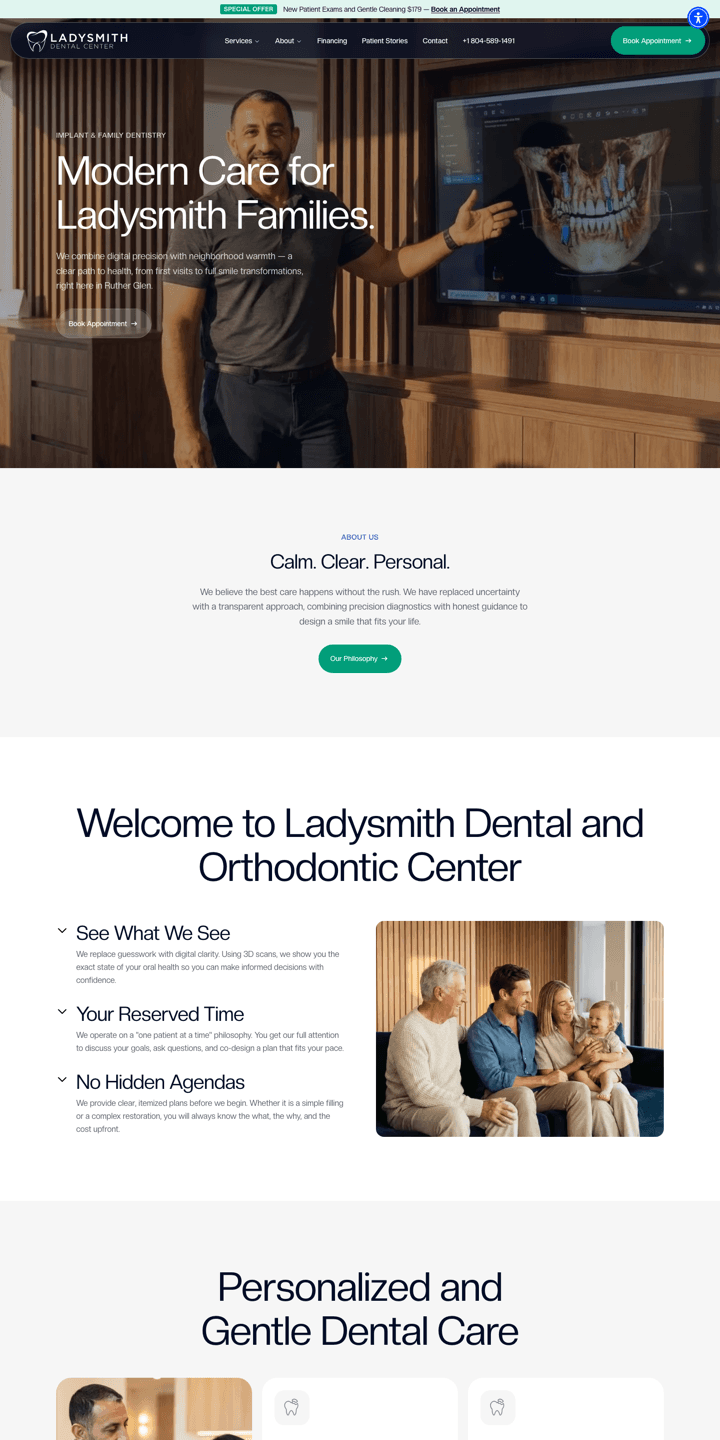 Ladysmith Dental Center website